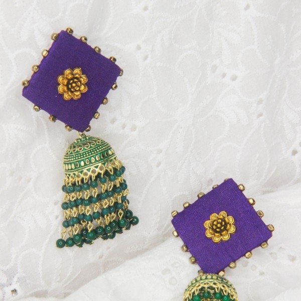 Purple Gold chandelier Jhumka